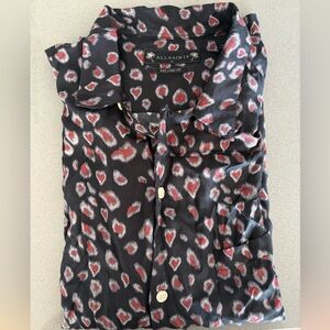 All Saints Black and Red Casual Button Down Shirt